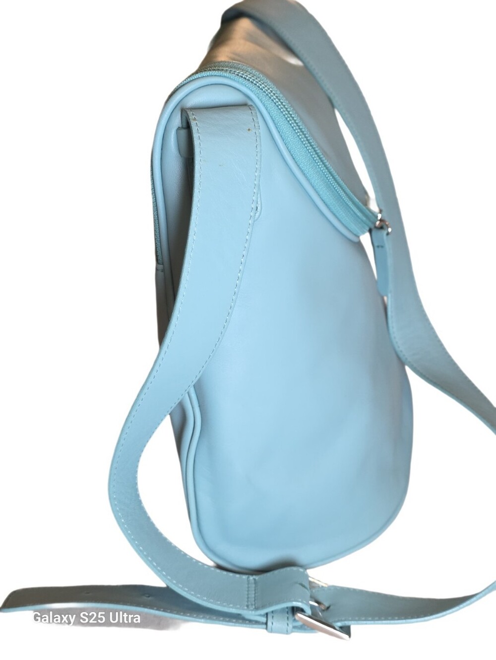 Vintage Maxx New York Premium Leather U-Zip Flap Crossbody Bag - Tiffany Blue / - Picture 8 of 17